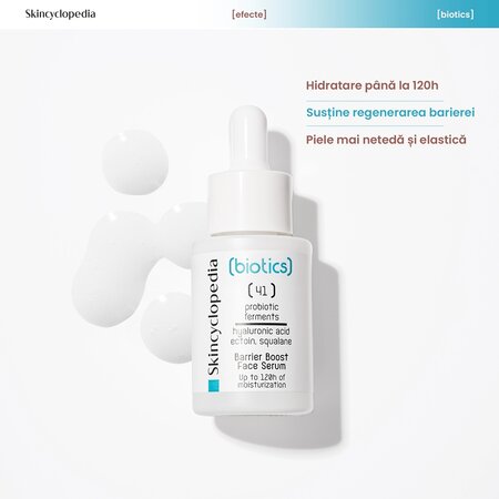 Ser facial hidratant cu acid hialuronic, ectoina si squalene Biotics, 30 ml, Skincyclopedia 698947