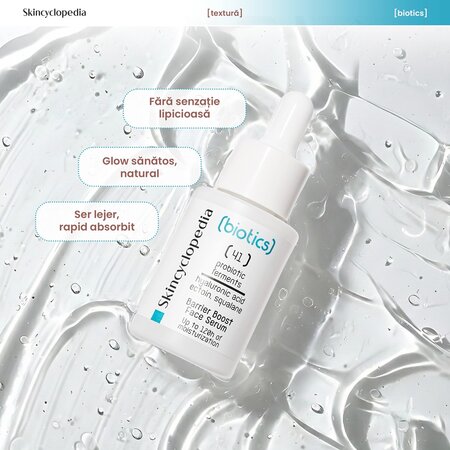 Ser facial hidratant cu acid hialuronic, ectoina si squalene Biotics, 30 ml, Skincyclopedia 698950