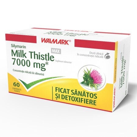 Silimarina Milk Thistle Max, 7000 mg, 60 comprimate filmate, Walmark 697922