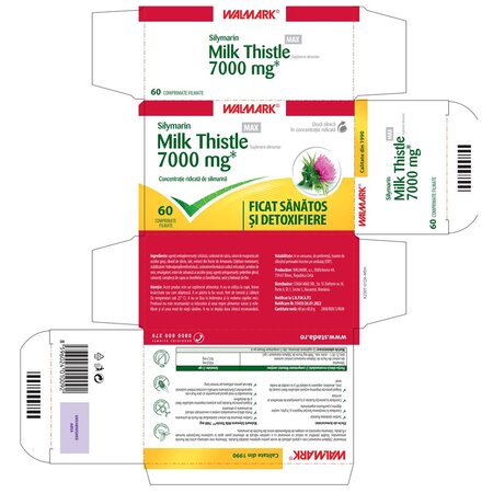 Silimarina Milk Thistle Max, 7000 mg, 60 comprimate filmate, Walmark 697920