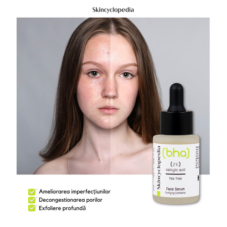 Ser exfoliant cu 2% acid salicilic si ulei din arbore de ceai BHA, 30 ml, Skincyclopedia 672297