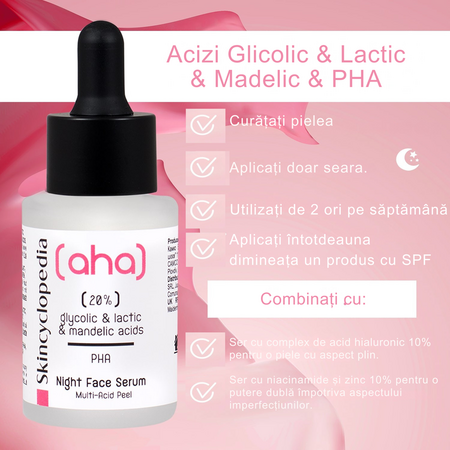 Ser pentru fata cu 20% AHA + PHA, acid lactic si glicolic, 30 ml, Skincyclopedia 672300