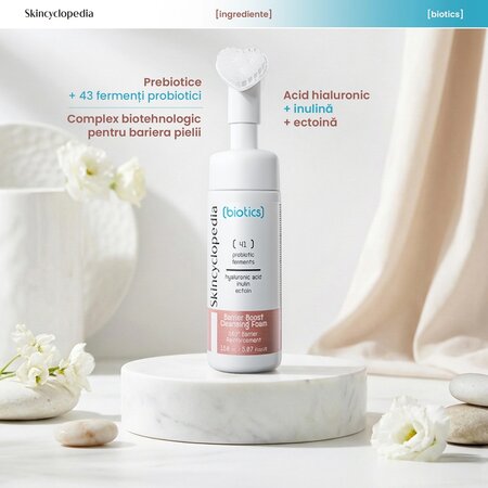 Spuma pentru curatarea fetei cu ectoina si inulina Biotics, 150 ml, Skincyclopedia 698930