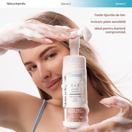 Spuma pentru curatarea fetei cu ectoina si inulina Biotics, 150 ml, Skincyclopedia 698932