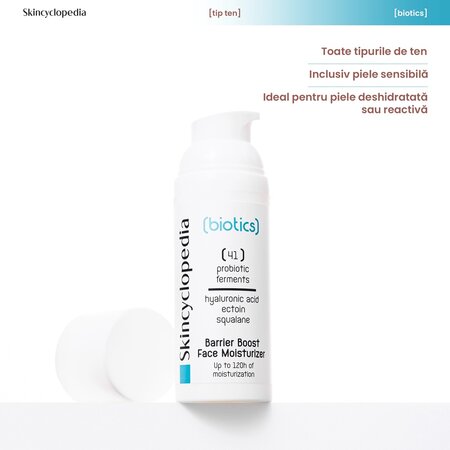 Crema de fata hidratanta cu acid hialuronic, ectoina si squalane Biotics, 50 ml, Skincyclopedia 698963