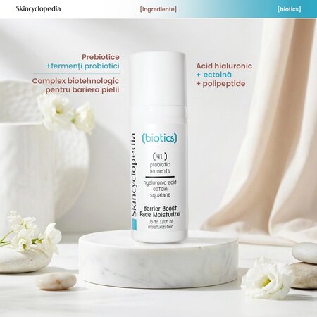 Crema de fata hidratanta cu acid hialuronic, ectoina si squalane Biotics, 50 ml, Skincyclopedia 698961