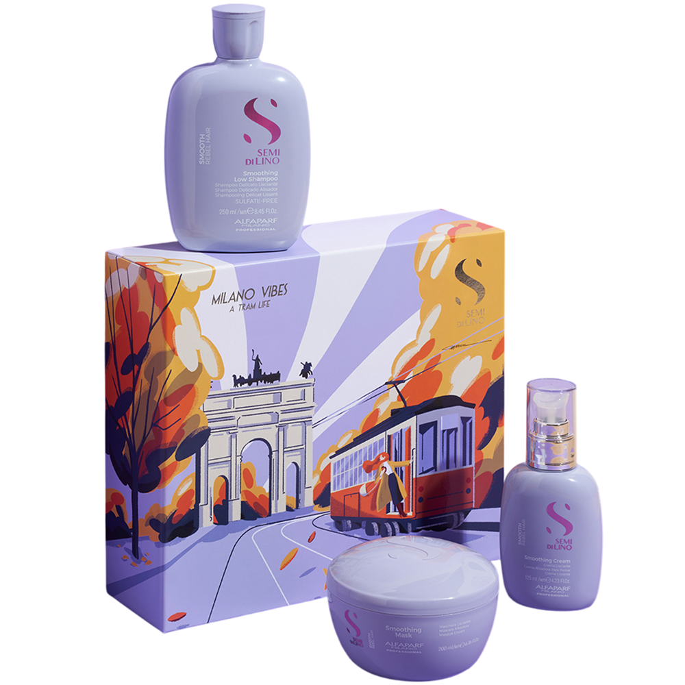 Kit Sampon pentru netezirea parului 250 ml + Masca pentru netezirea parului 200 ml + Crema pentru netezirea parului 125 ml Smooth, Alfaparf