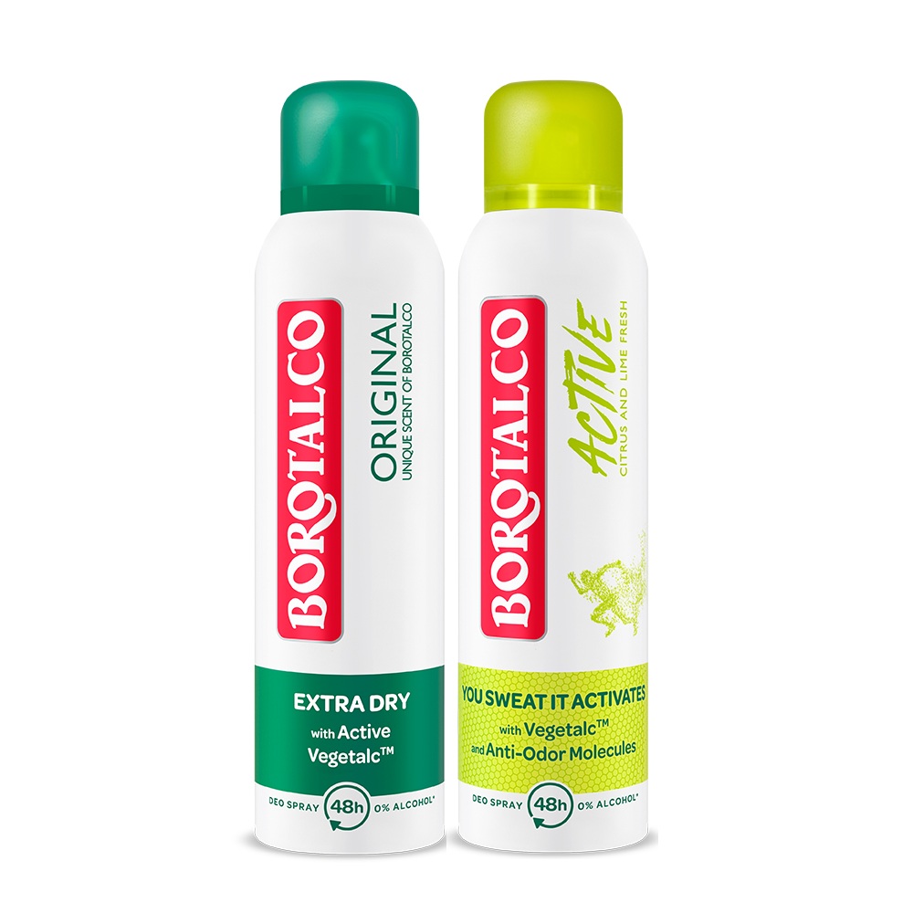 Pachet Deodorant spray antiperspirant Original 150 ml + Deodorant spray antiperspirant Active Citrus and Lime 150 ml, Borotalco