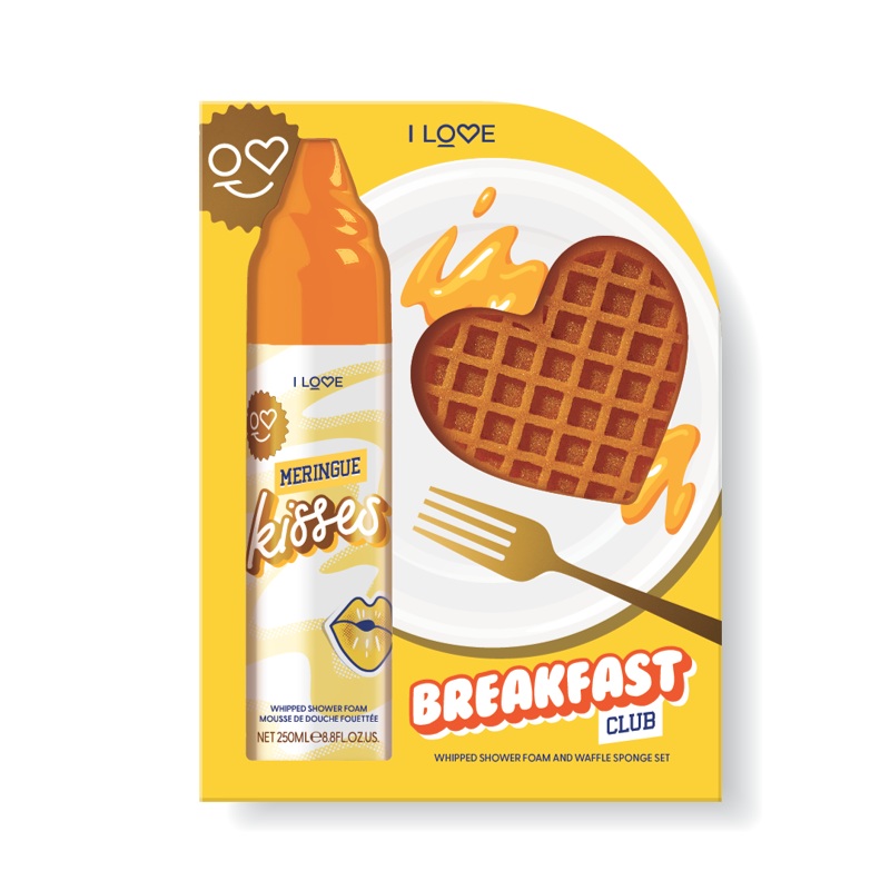 Set spuma de dus 250 ml + burete de baie Breakfast Club, I Love
