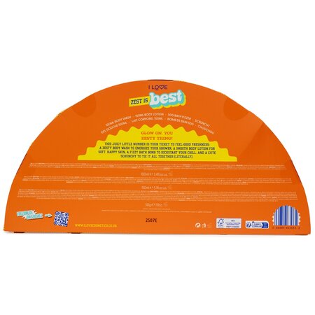 Set gel de dus 100ml + lotiune de corp 150ml + bomba de baie efervescenta 50g + elastic de par Zest is Best, I Love 672821