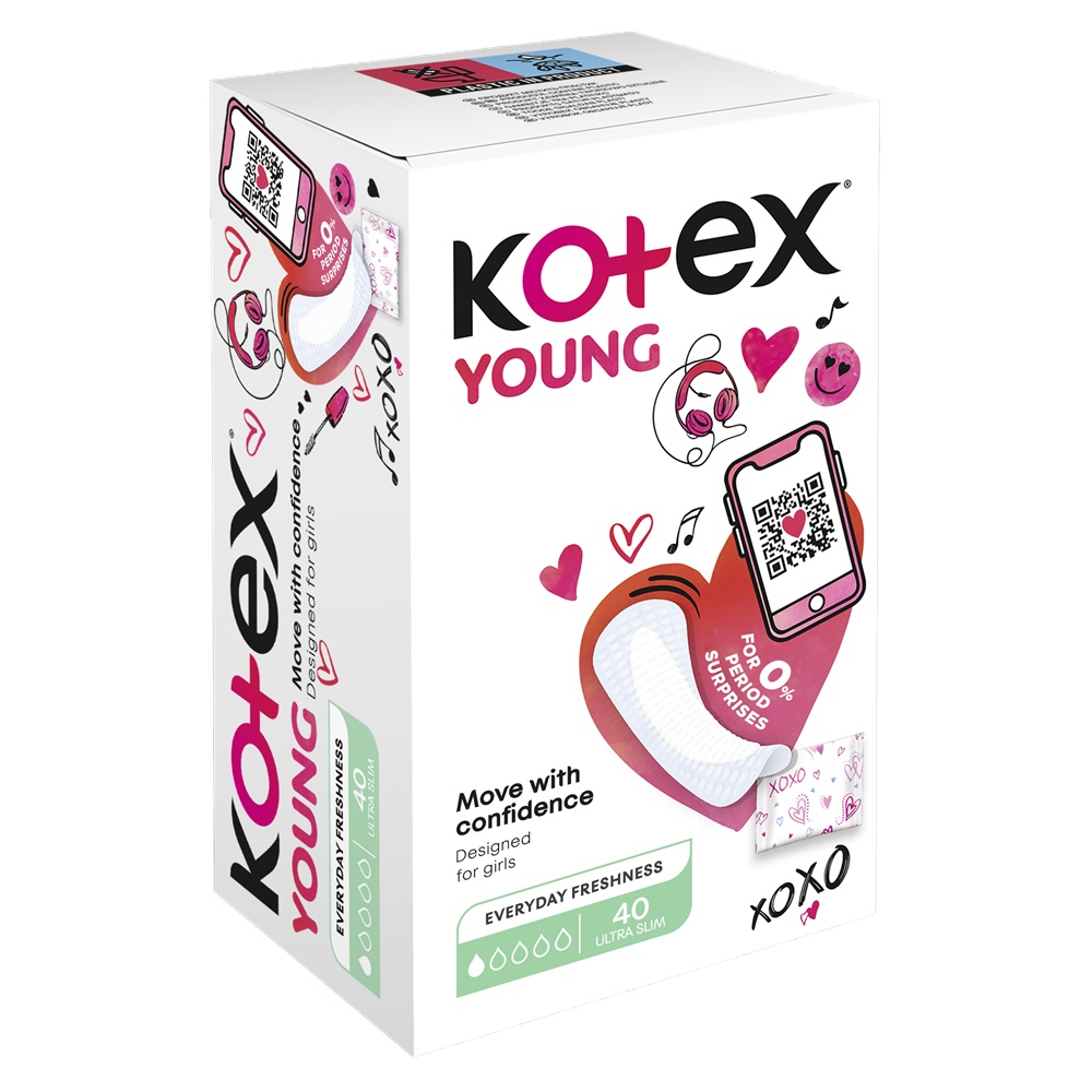 Absorbante zilnice Normal Young, 40 bucati, Kotex