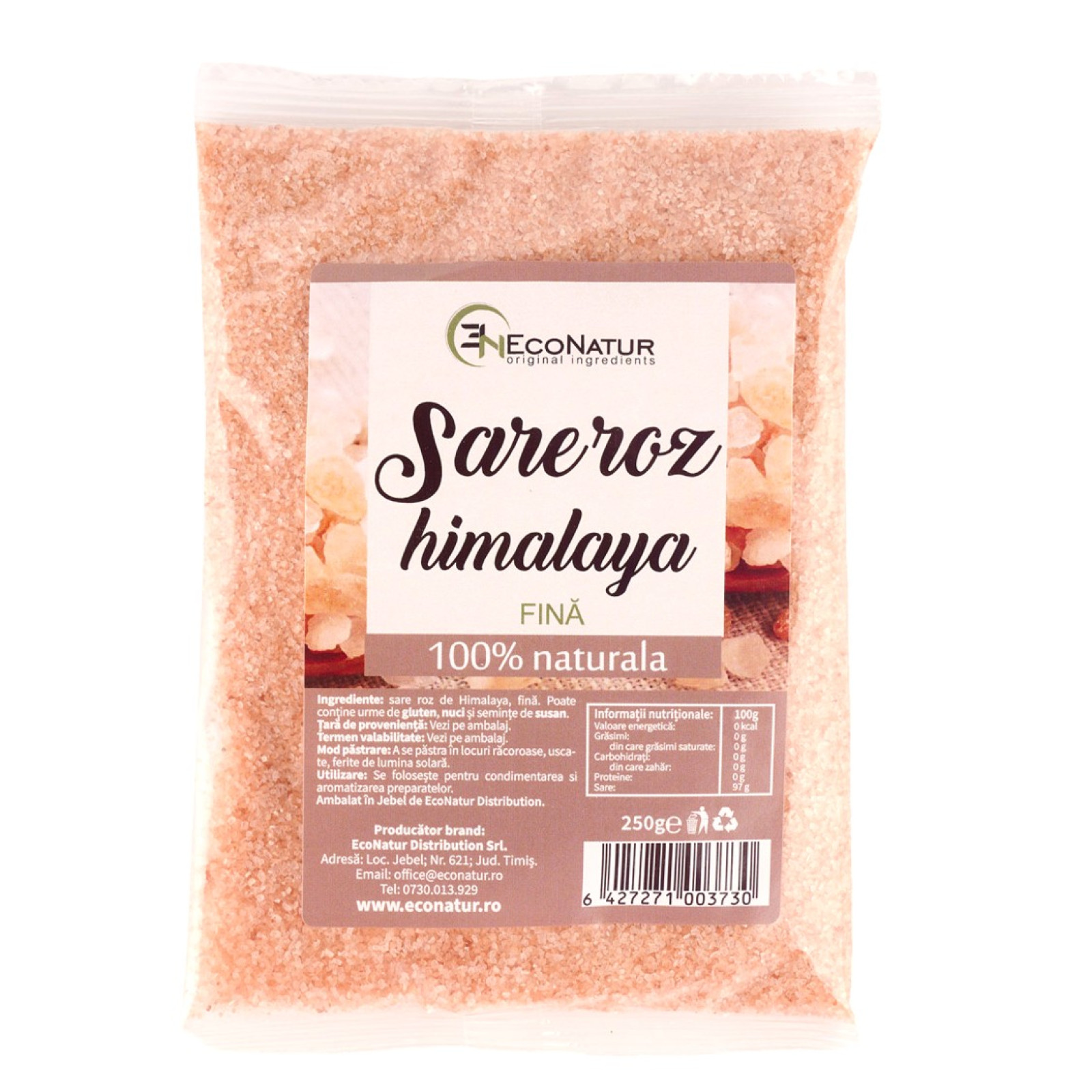 Sare roz fina de Himalaya, 250 g, Econatur