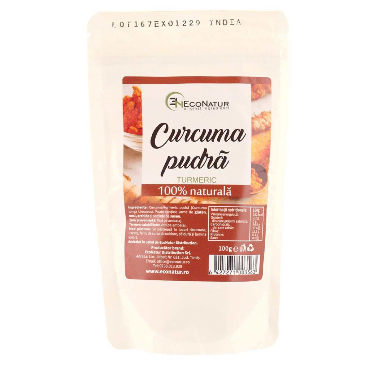 Curcuma pudra, 100 g, EcoNatur