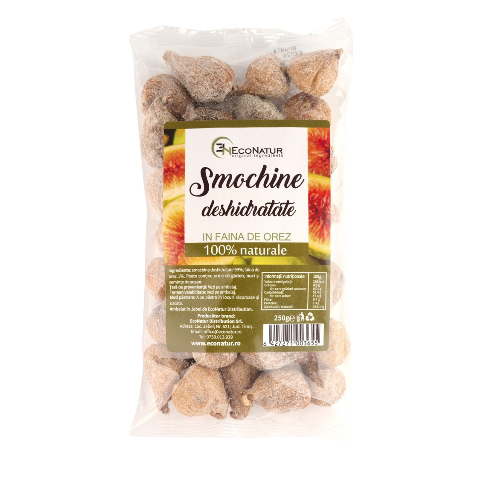 Smochine deshidratate in faina de orez, 250 g, EcoNatur