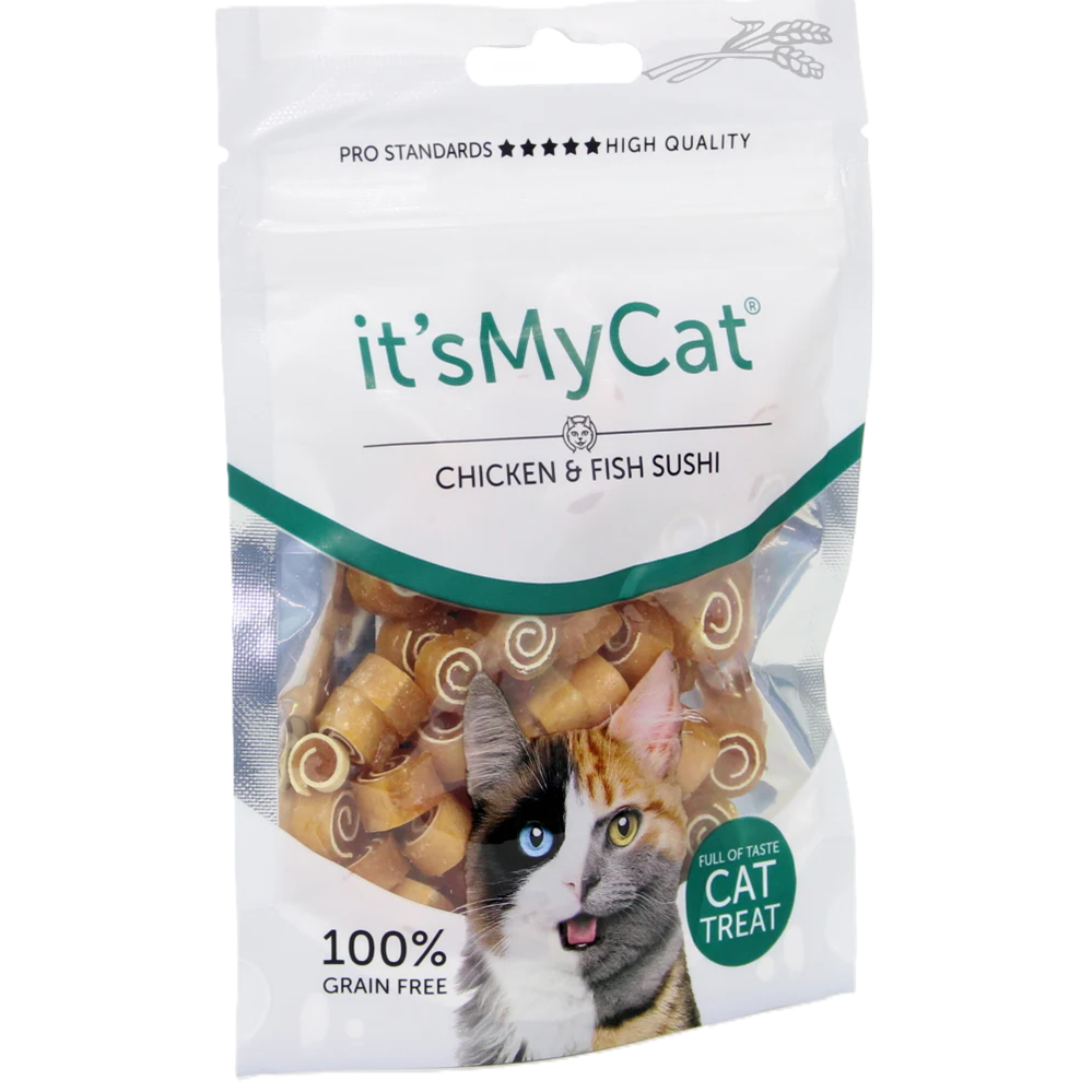 Recompense sub forma de sushi cu peste si pui pentru pisici It'S My Cat, 50 g, Natural Health