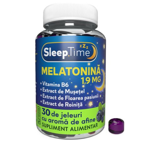 Melatonina cu aroma de afine SleepTime, 1.9 mg, 30 jeleuri, Justin Pharma