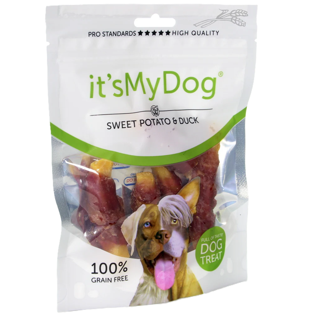 Recompense cu rata si cartof dulce pentru caini It'S My Dog, 85 g, Natural Health