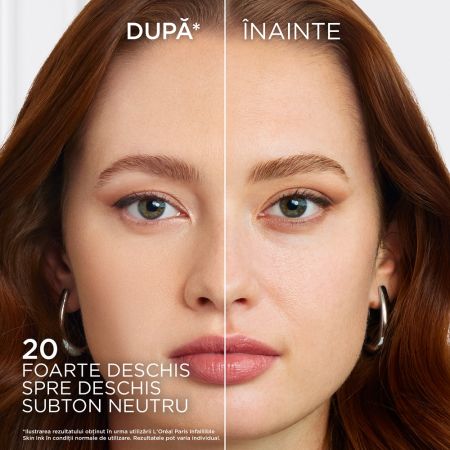 Fond de ten si corector 2 in 1 Infaillible Skin Ink 20 Light Neutral, 15 ml, L'Oreal Paris 673533