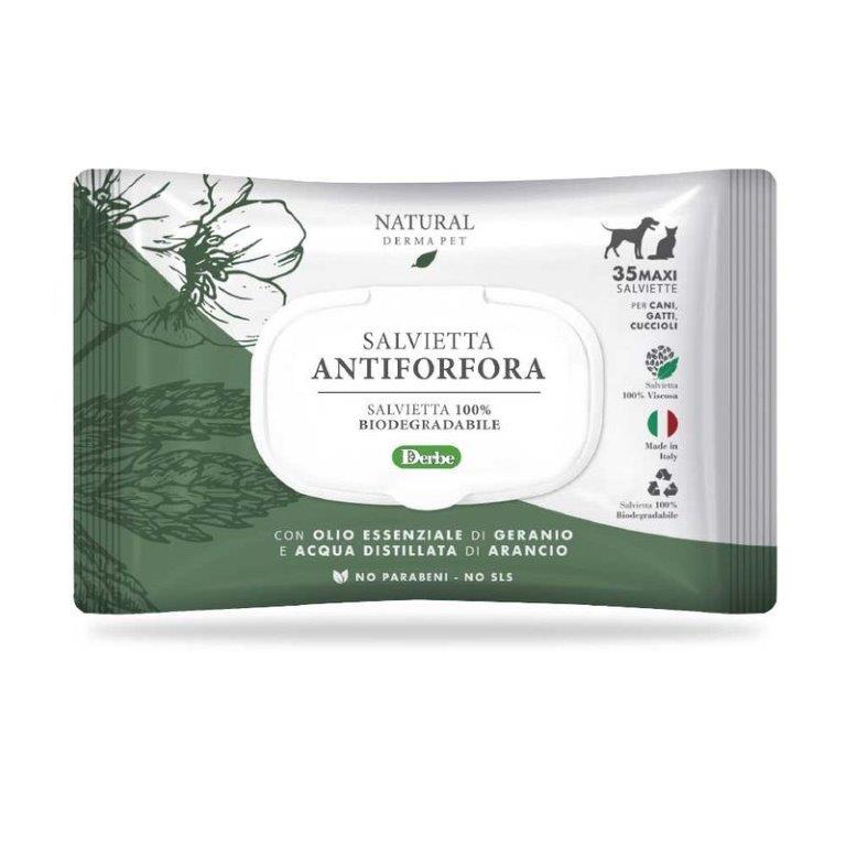 Servetele umede anti-matreata cu geranium si portocala, 35 bucati, Natural Derma Pet