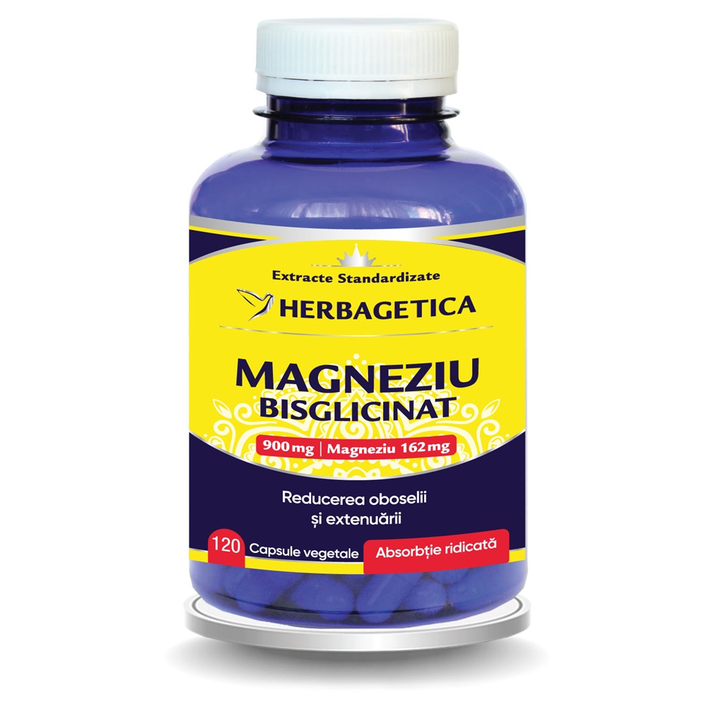 Magneziu Bisglicinat, 120 capsule vegetale, Herbagetica