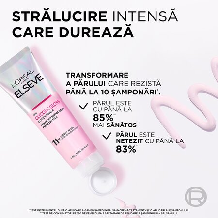 Pachet Glycolic Gloss Sampon, 200 ml + Balsam, 150 ml + Crema-tratament, 200 ml, Elseve 673704