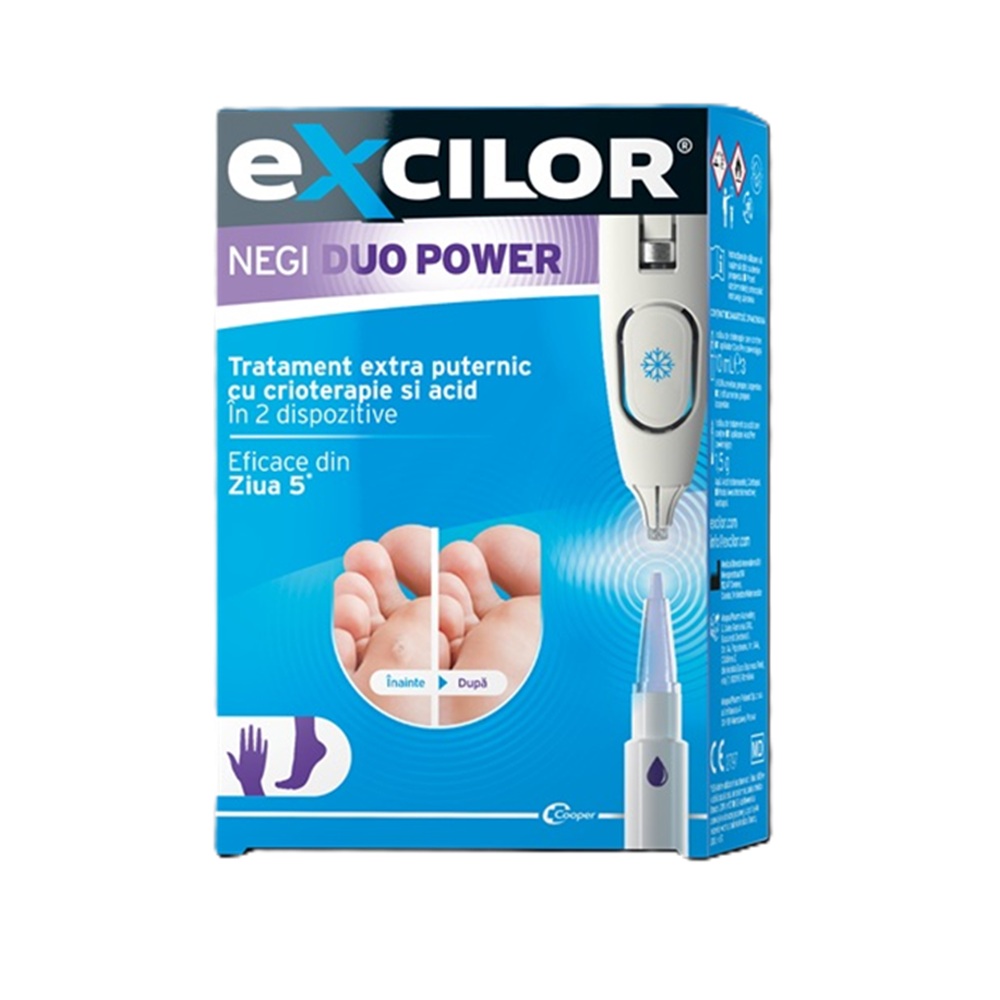 Tratament pentru negi Excilor Duo Power, 10 ml + 1.5 g, Magna Pharm