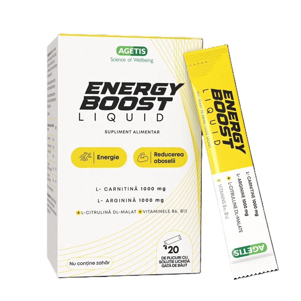 Complex aminoacizi cu vitamina B6 si B12 Energy Boost, 20 plicuri, Agetis