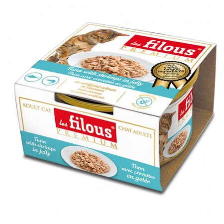 Hrana umeda cu ton si creveti in aspic pentru pisici, 85 g, Les Filous 673989