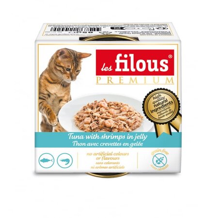 Hrana umeda cu ton si creveti in aspic pentru pisici, 85 g, Les Filous 673990