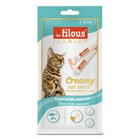 Recompense cu ton si somon pentru pisici Creamy, 4x15 g, Les Filous