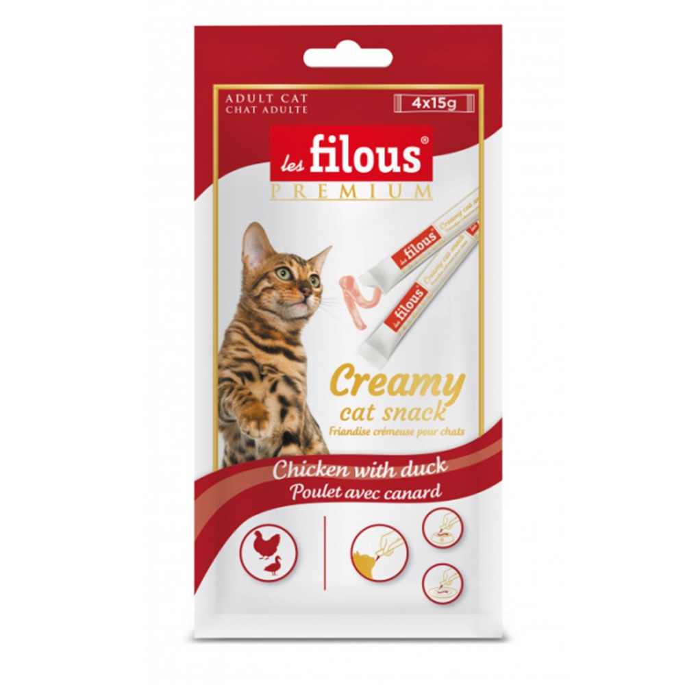 Recompense cu pui si rata pentru pisici Creamy, 4x15 g, Les : Farmacia ...