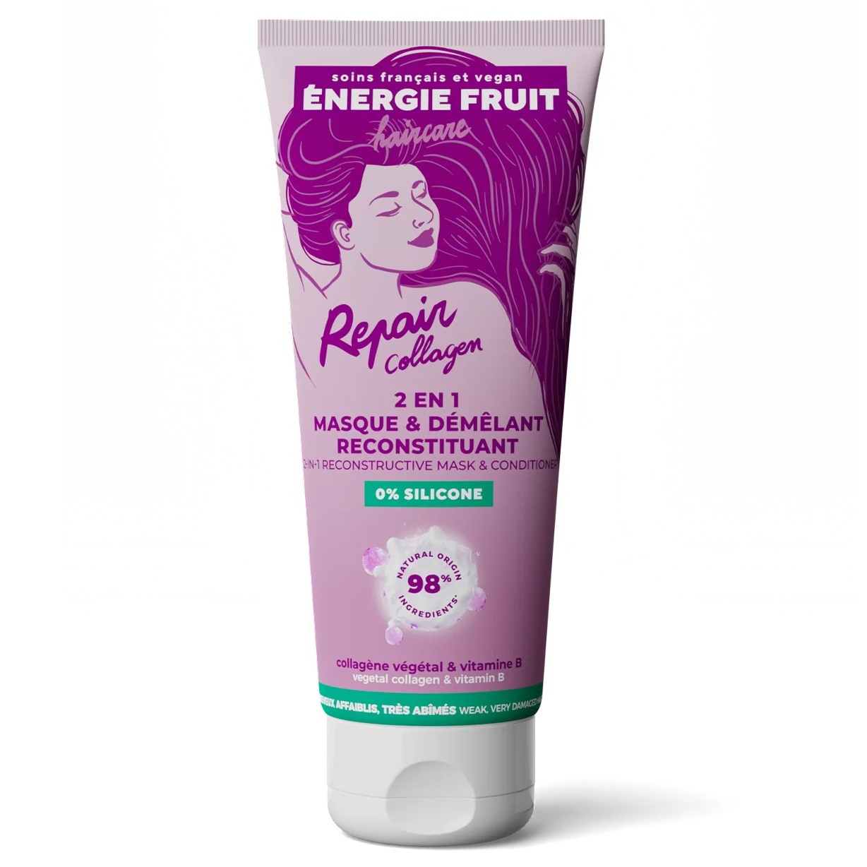 Masca si balsam 2 in 1 pentru par foarte deteriorat Repair Collagen, 200 ml, Energie Fruit