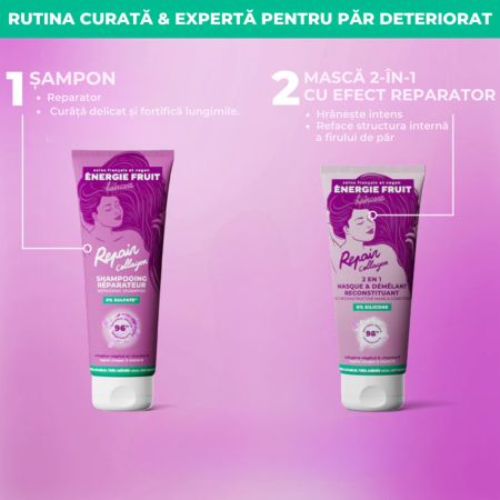 Masca si balsam 2 in 1 pentru par foarte deteriorat Repair Collagen, 200 ml, Energie Fruit 674144
