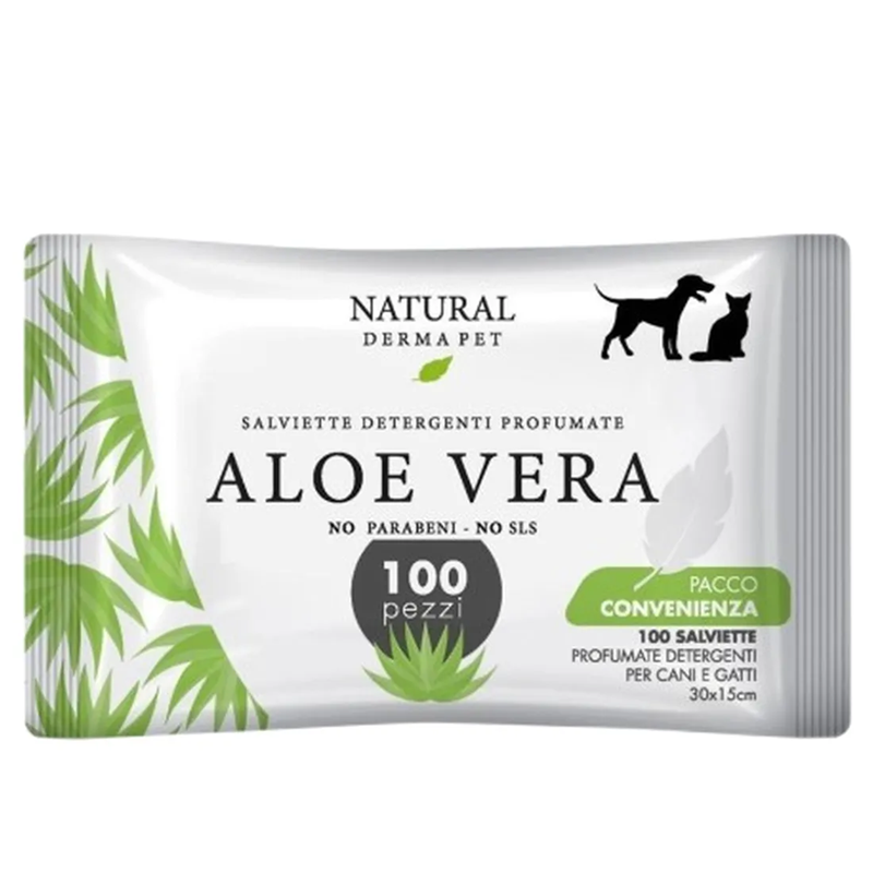 Servetele umede cu aloe vera, 100 bucati, Natural Derma Pet