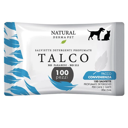 Servetele umede cu talc, 100 bucati, Natural Derma Pet