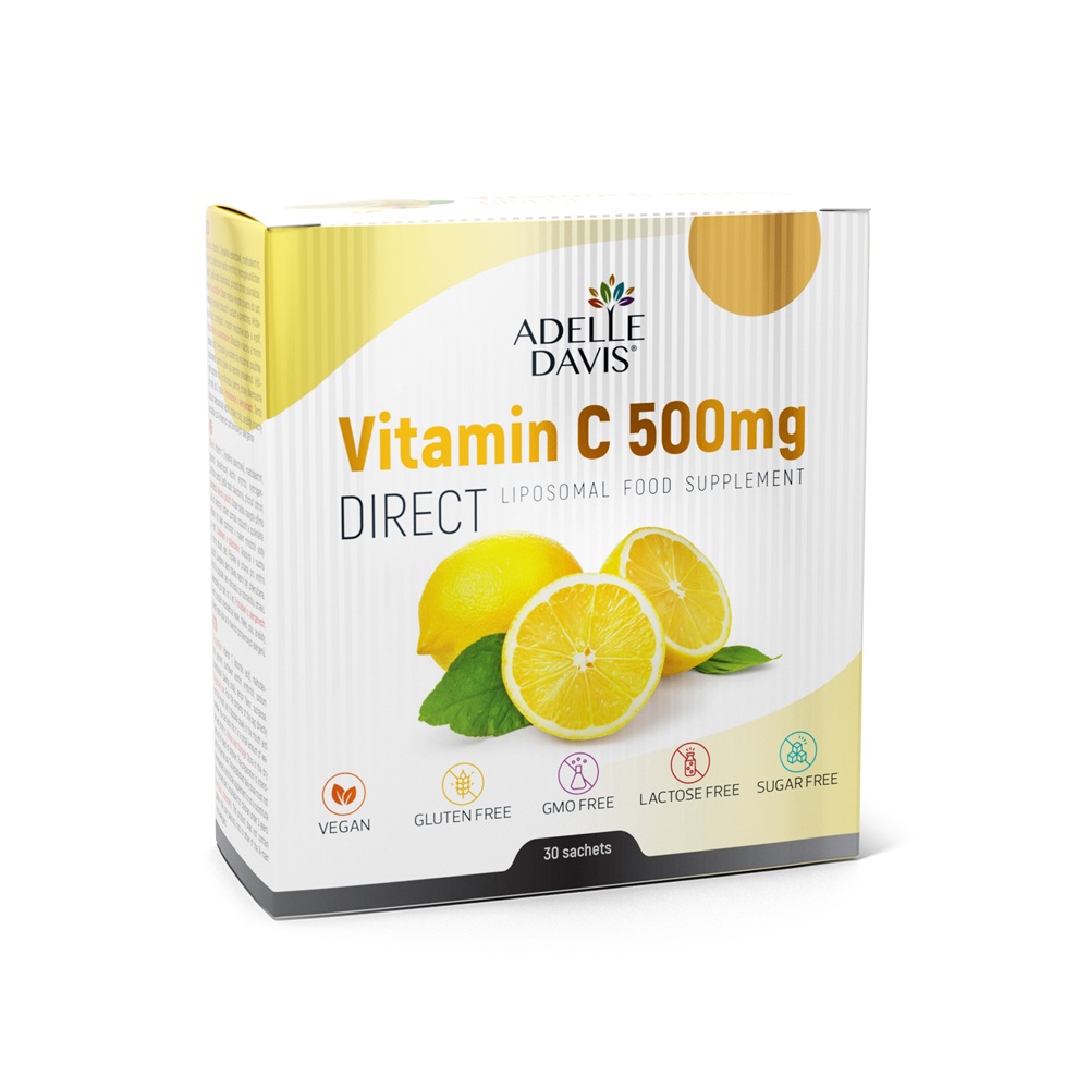 Vitamina C Lipozomala Direct, 500 mg, 30 plicuri, Adelle Davis
