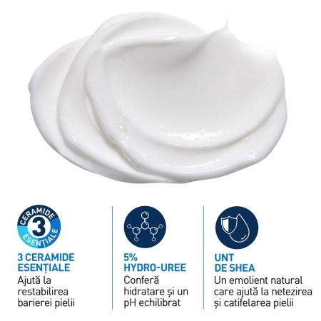 Crema intens hidratanta pentru pielea foarte uscata, cu senzatie de mancarime, 340 g, CeraVe 674330