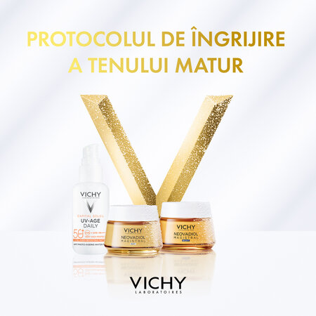 Pachet Crema de zi Novadiol Magistral, 50 ml + Crema de noapte Neovadiol Magistral, 15 ml + Fluid cu SPF 50+ Capital Soleil, 3 ml + Sampon anti-matreata Dercos, 6 ml, Vichy 676139