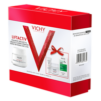 Pachet Crema de zi antirid Liftactiv HA, 50 ml + Crema de noapte Liftactiv HA, 15 ml + Fluid cu SPF 50+ Capital Soleil, 3 ml + Sampon anti-matreata Dercos, 6 ml, Vichy