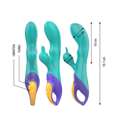 Vibrator turquaz Rabbit Fred, 1 bucata, Intense 674520