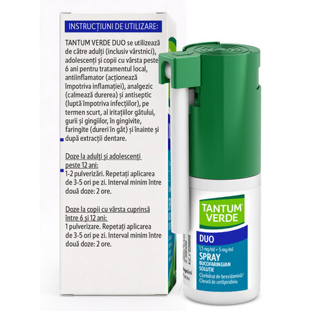 Tantum Verde Duo spray bucofaringian, 1,5 mg/ml + 5 mg/ml, 15 ml, Angelini 719819
