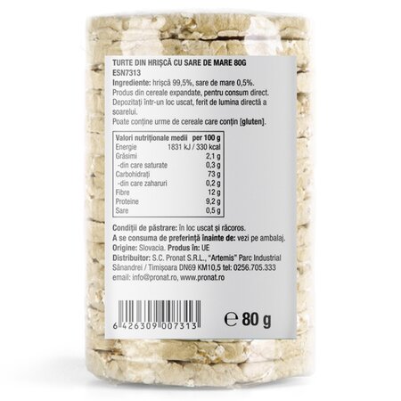 Turte din mazare galbena si verde cu sare de mare, 100 g, Pronat 724783