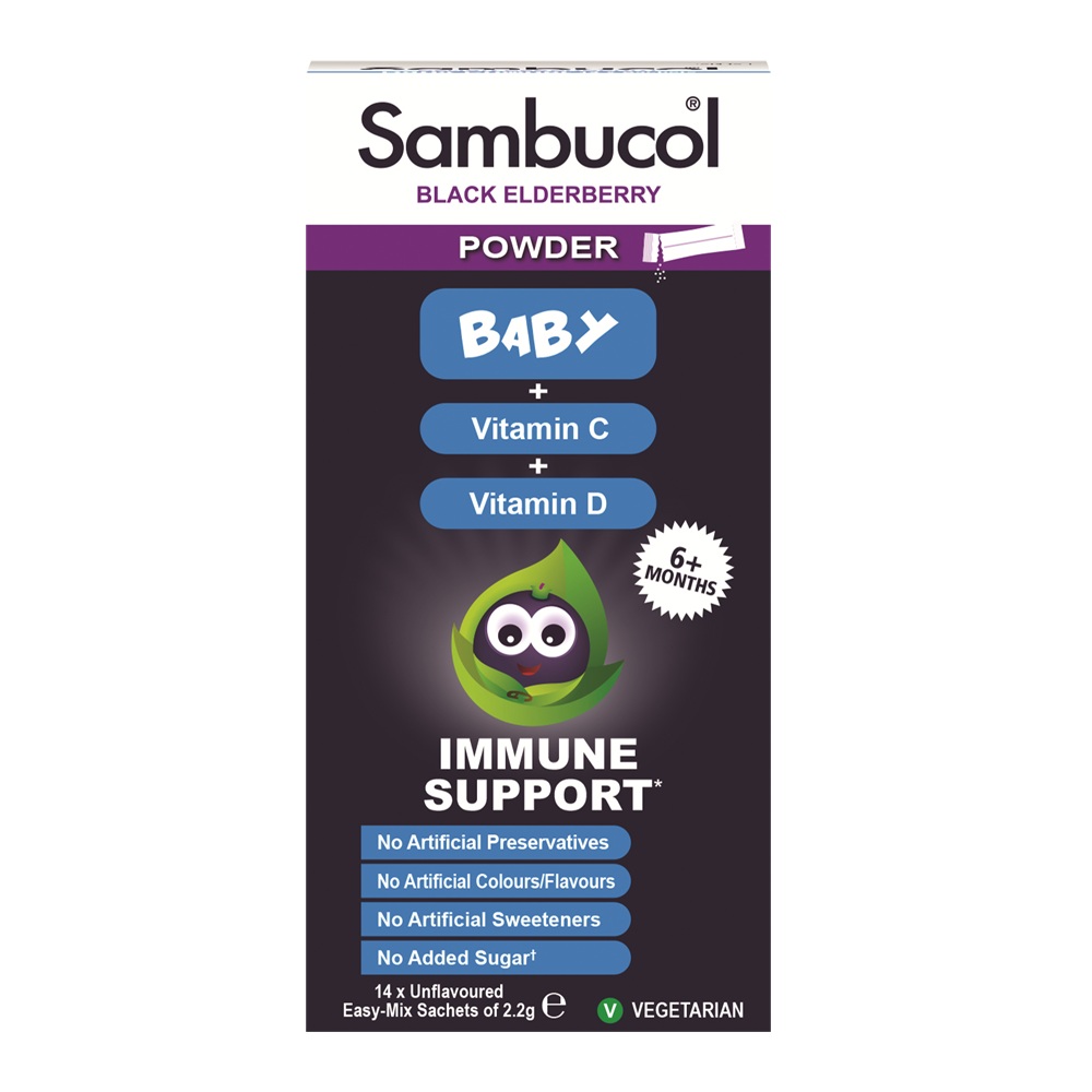 Vitamine pentru bebelusi si copii mici 6 luni+ Baby, 14 plicuri, Sambucol