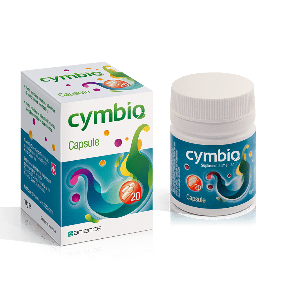 Complex simbiotic natural pentru tulburari digestive Cymbio, 20 capsule, Sanience