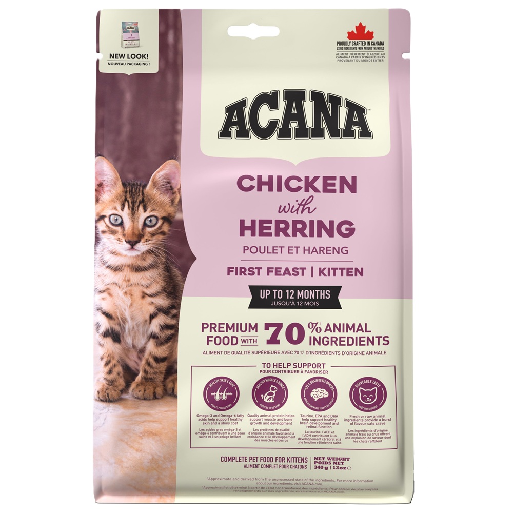 Hrana uscata cu pui si hering pentru pisici, 340 g, Acana