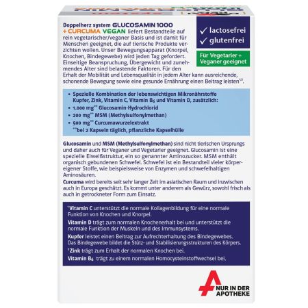 Glucozamina 1000 + Curcuma, 60 comprimate, Doppelherz 674907