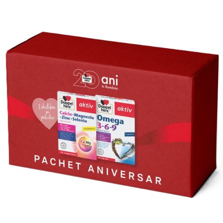 Pachet Calciu + Magneziu + Zinc + Seleniu activ 30 comprimate + Omega 3-6-9 30 capsule, Doppelherz 674914