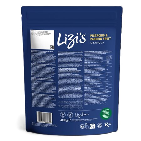 Granola cu fructul pasiunii si fistic, 400 g, Lizi's 723996