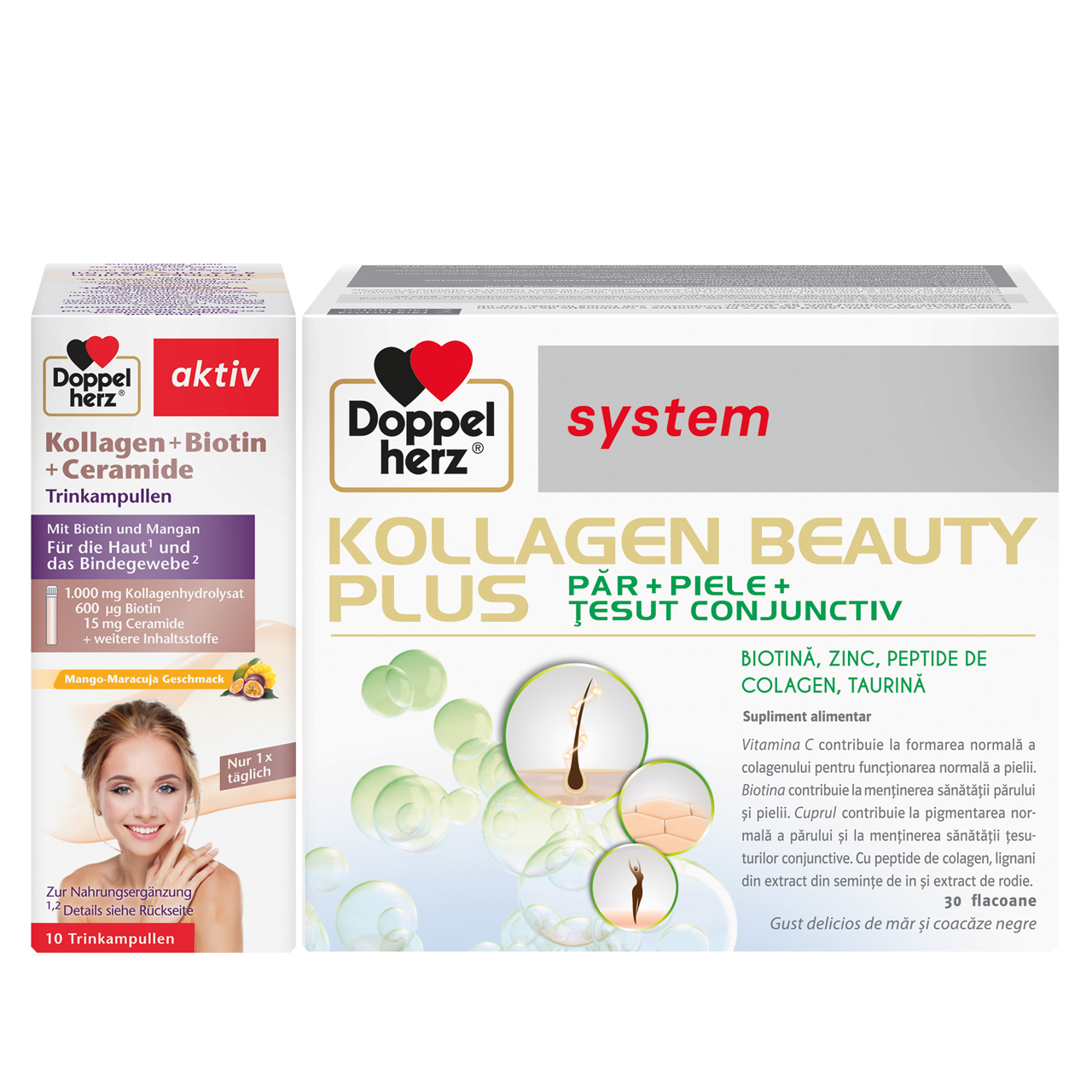Pachet Kollagen Beauty 30 flacoane + Kollagen + Ceramide + Biotina 10 flacoane