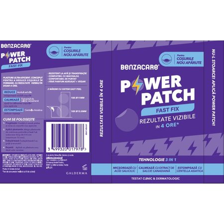 Plasturi anti-acnee Power Patch Fast Fix, 36 bucati, Benzacare 675331